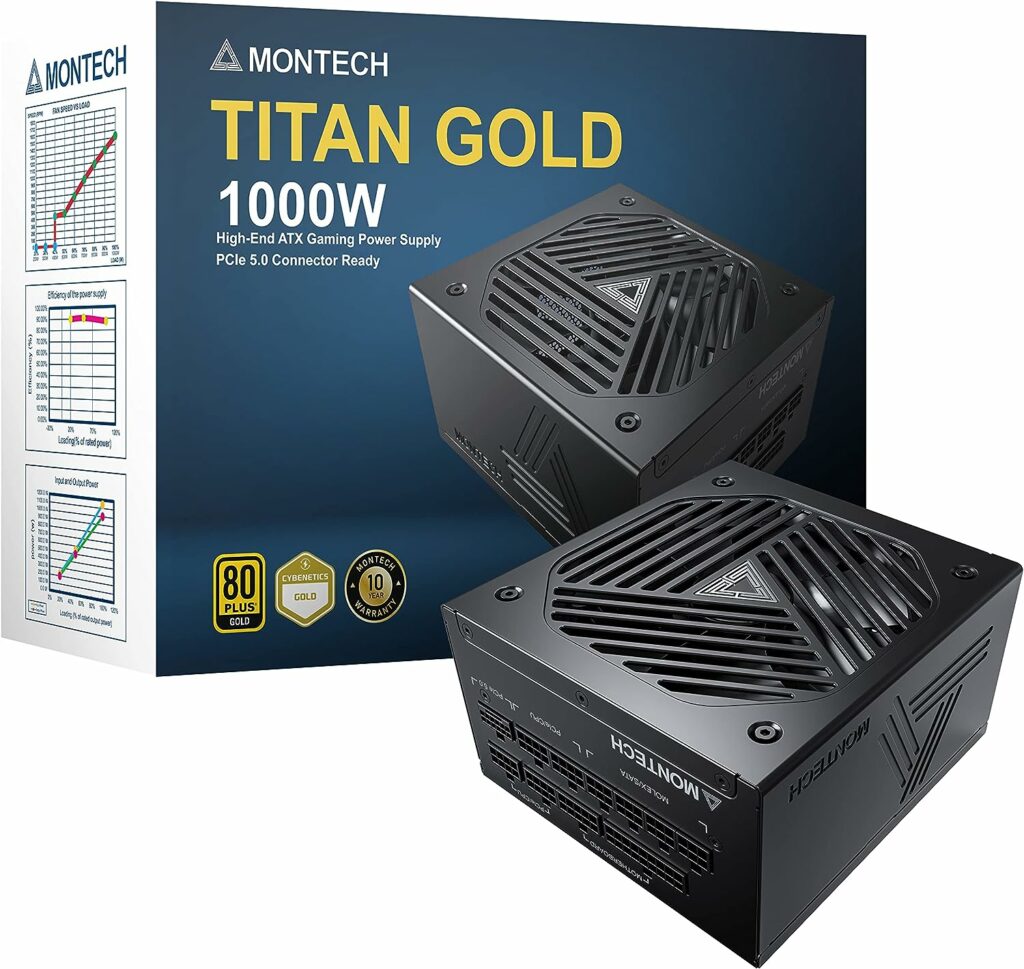 Montech Titan Gold 1000W High-End ATX Gaming Power Supply - 80 Plus Gold  Cybenetics Gold - Fully Modular - ATX 3.0 Standard Compatible - PCIe 5.0 Connector Ready - New 12VHPWR