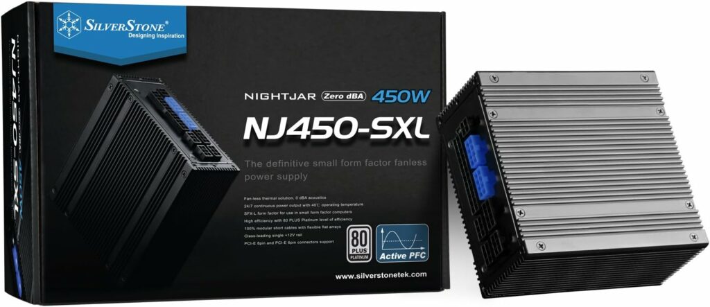SilverStone SST-NJ450-SXL - Nightjar Series, 450W 80 Plus Platinum SFX-L PC Power Supply, fanless, 100% modular