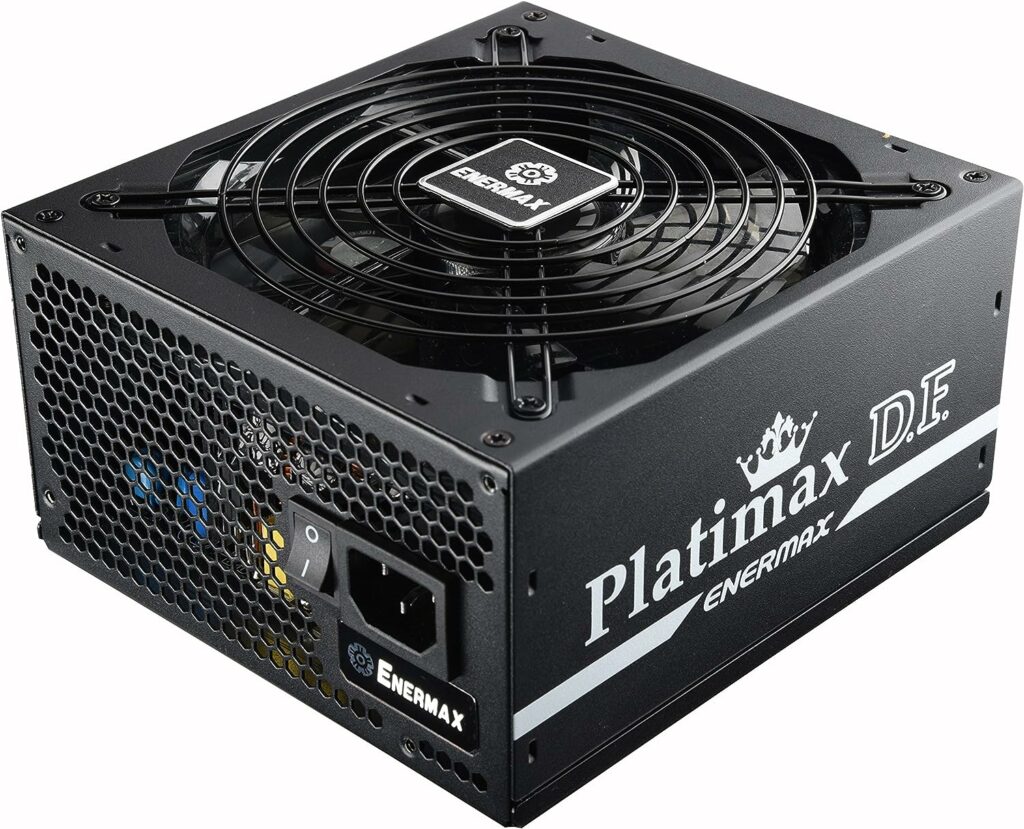 Enermax Platimax D.F. 80+ Platinum Certified Full Modular 600W Power Supply with Amazing DFR Technolohy, Individually Sleeved Cable and 13.9cm Twister Bearing Fan, EPF600AWT,black