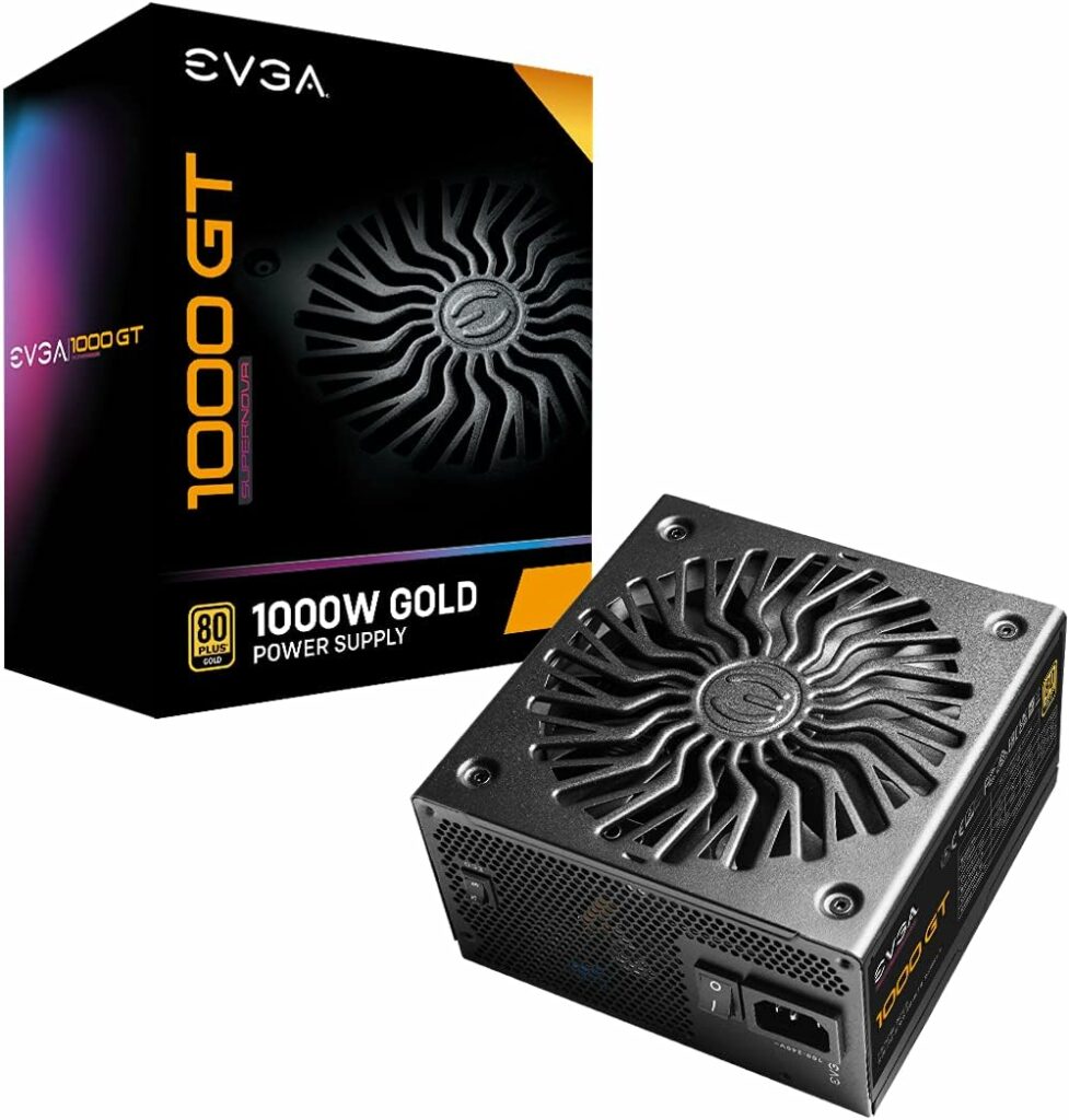 EVGA SuperNOVA 1000 GT, 80 Plus Gold 1000W, Fully Modular, Eco Mode with FDB Fan, 10 Year Warranty, Includes Power ON Self Tester, Compact 150mm Size, Power Supply 220-GT-1000-X1