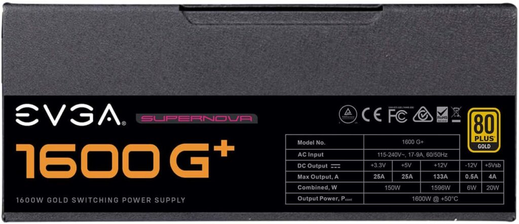 EVGA Supernova 1600 G+, 80+ Gold 1600W, Fully Modular, 10 Year Warranty, Includes Free Power On Self Tester, Power Supply 220-GP-1600-X1
