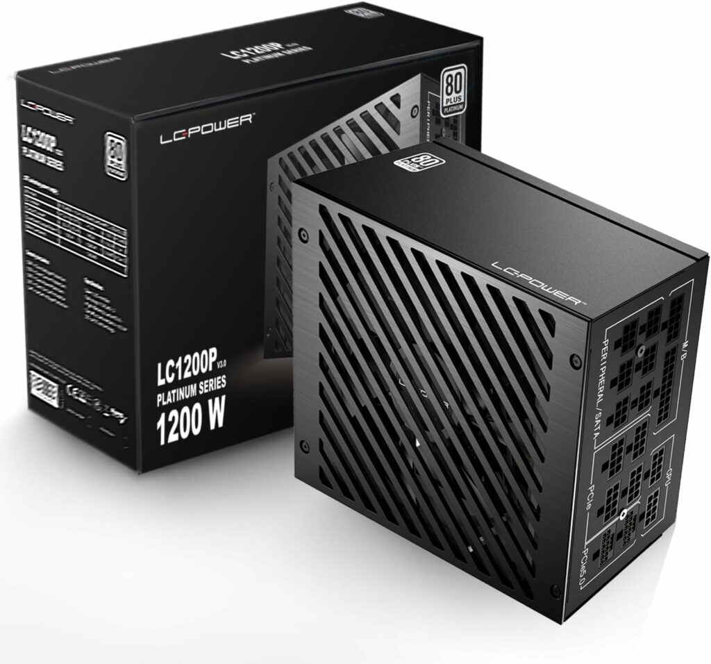 LC-POWER Gaming PC Power Supply,1200W PSU 80+ Platinum  PCIe 5.0(12+4pin), 135mm Fan, Full Modular, HighEfficiency 92%, Full Range: 110-240 V