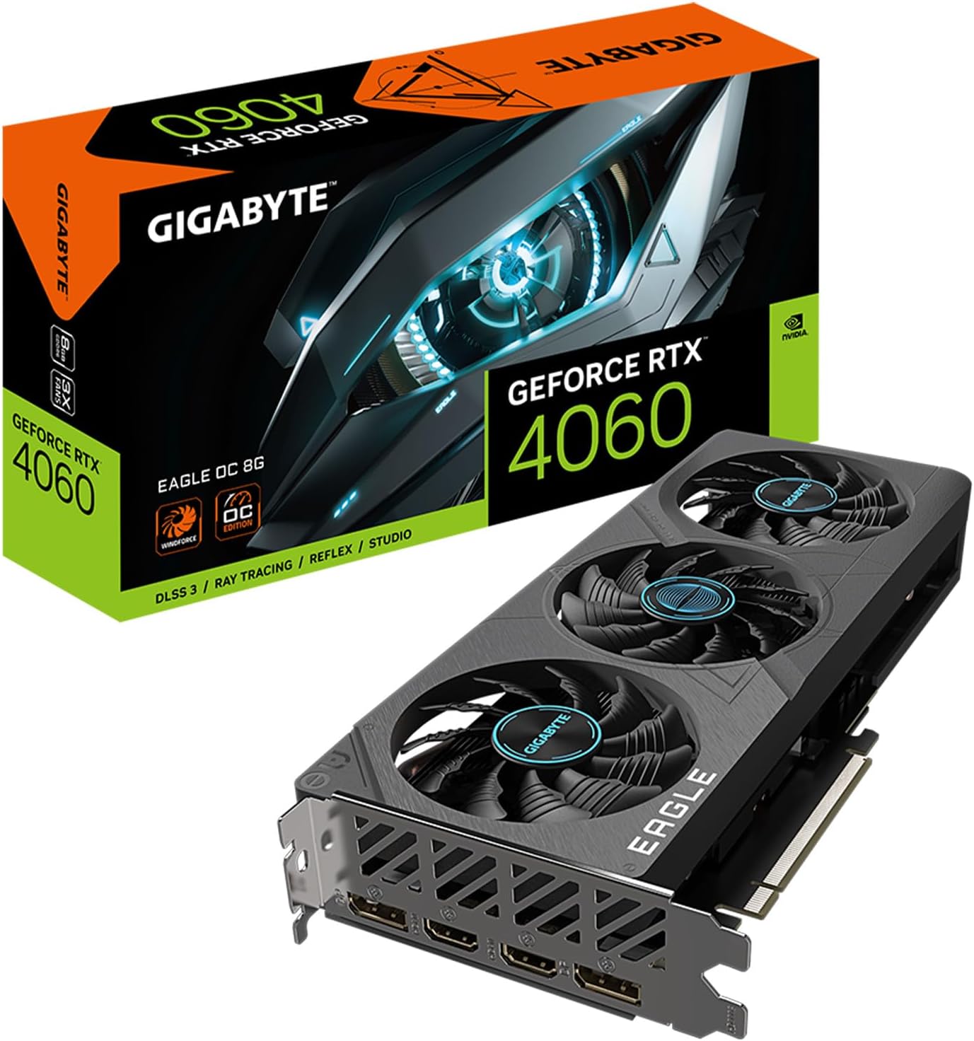 GIGABYTE GeForce RTX 4060 Eagle OC 8G Graphics Card, 3X WINDFORCE Fans, 8GB 128-bit GDDR6, GV-N4060EAGLE OC-8GD Video Card