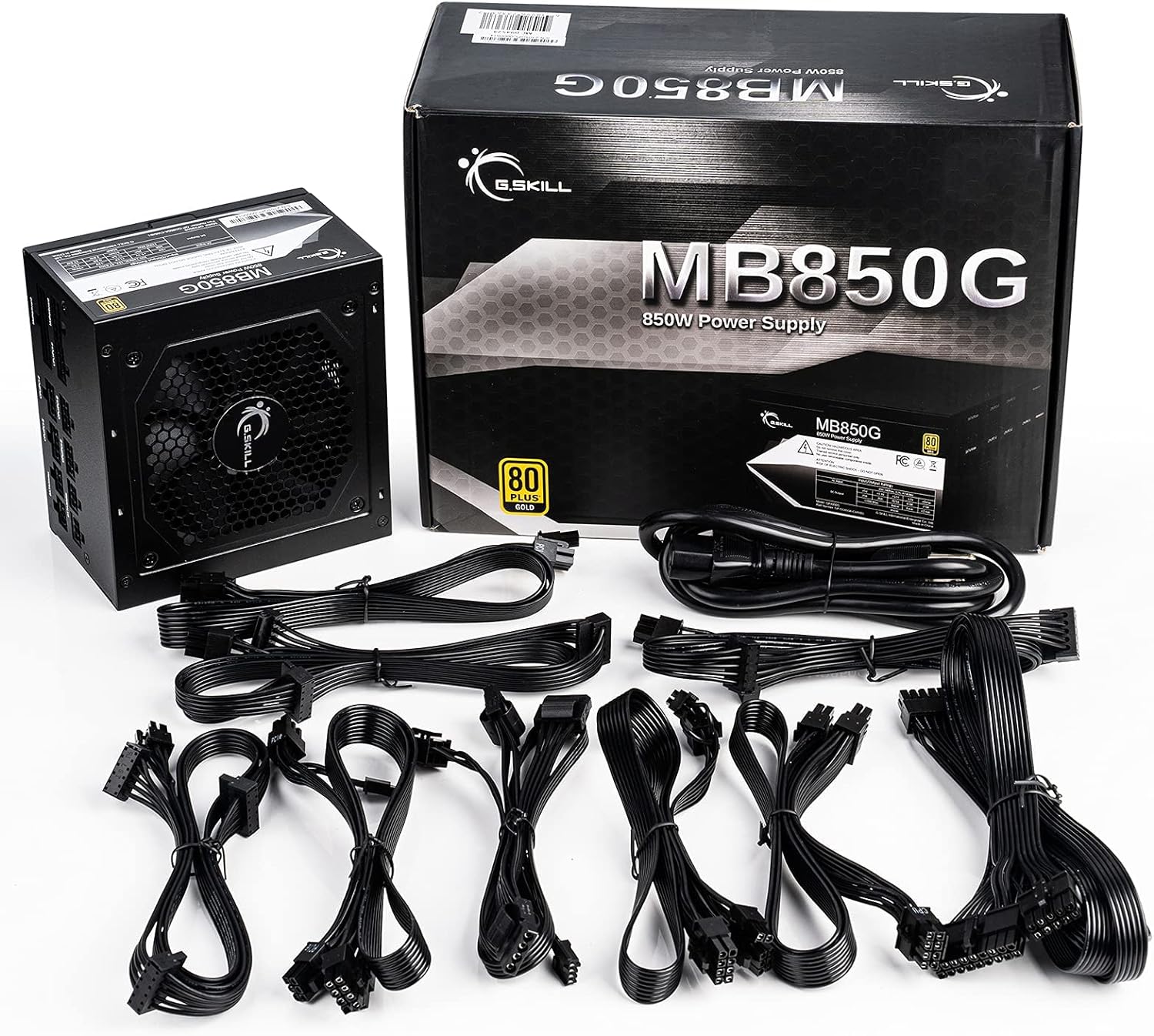 G.Skill MB850G PSU, 80 Plus Gold, Fully Modular ATX Power Supply 850 Watt, Compact 140mm Size, 120mm Cooling Fan, Gaming Computer Power Supply