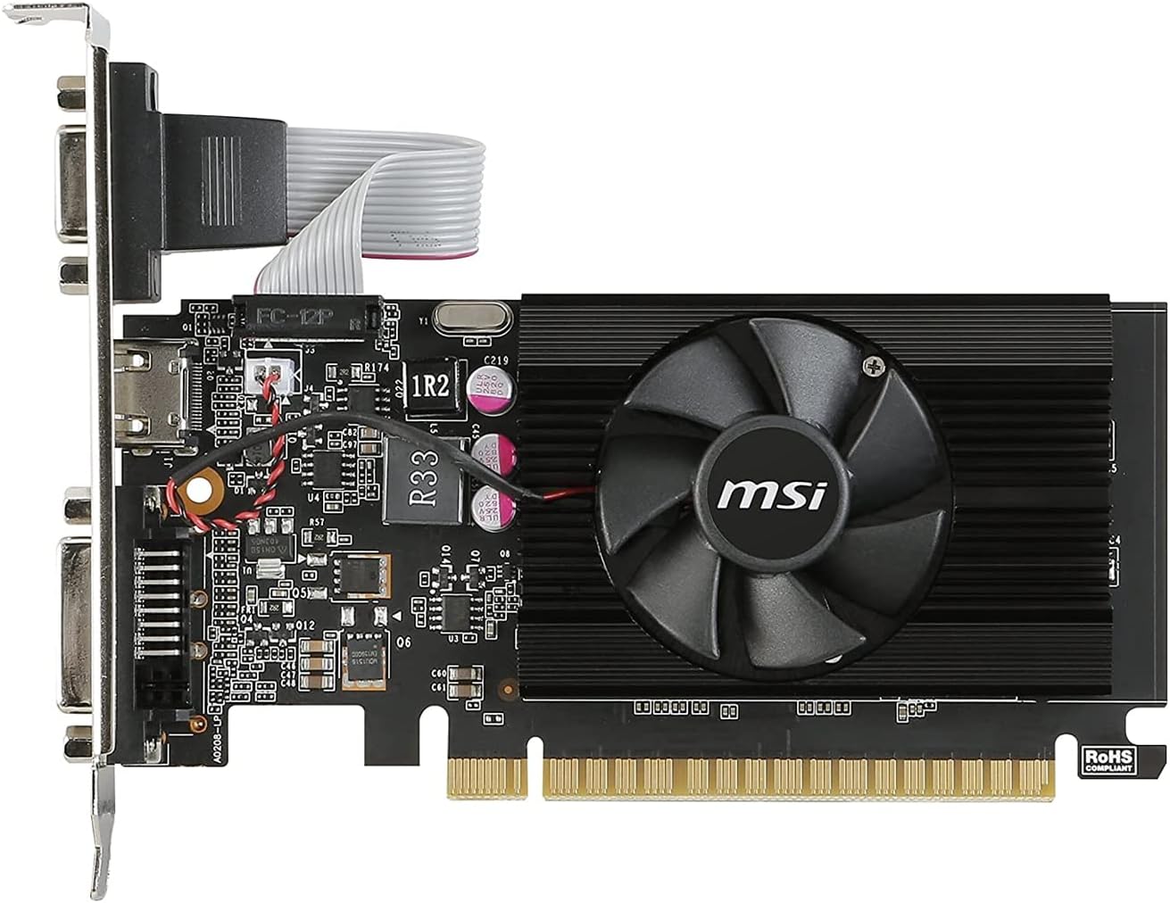 MSI Gaming GeForce GT 710 2GB GDRR3 64-bit HDCP Support DirectX 12 OpenGL 4.5 Single Fan Low Profile Graphics Card (GT 710 2GD3 LP)