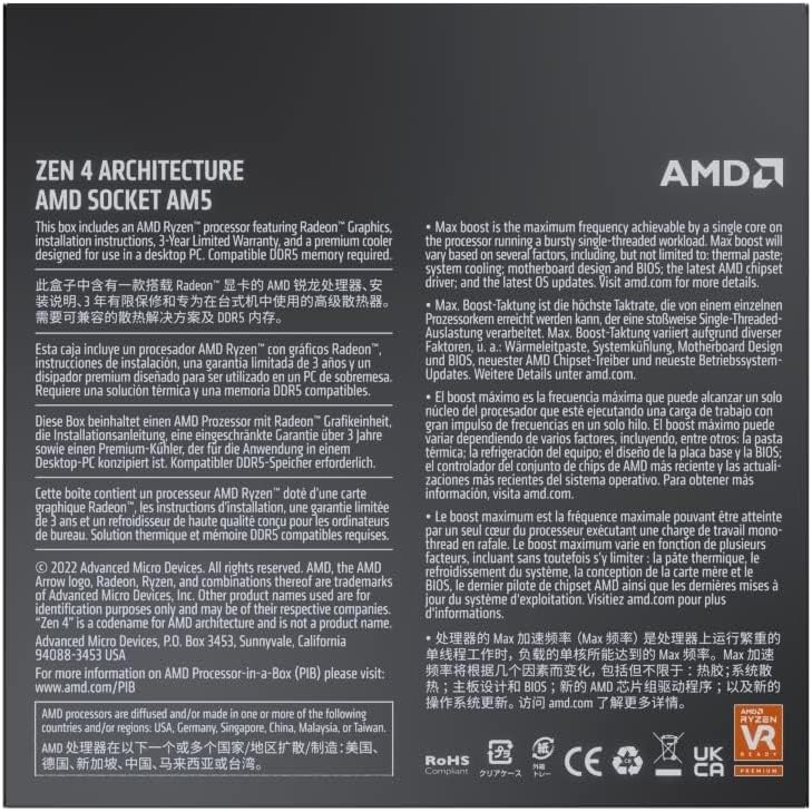 AMD Ryzen™ 7 7700 8-Core, 16-Thread Unlocked Desktop Processor