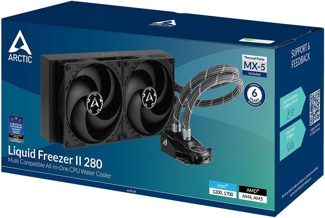ARCTIC Liquid Freezer II 280 - Multi Compatible All-in-One CPU AIO Water Cooler, Compatible with Intel  AMD, Efficient PWM Controlled Pump, Fan Speed: 200-1700 RPM, LGA1700 Compatible - Black