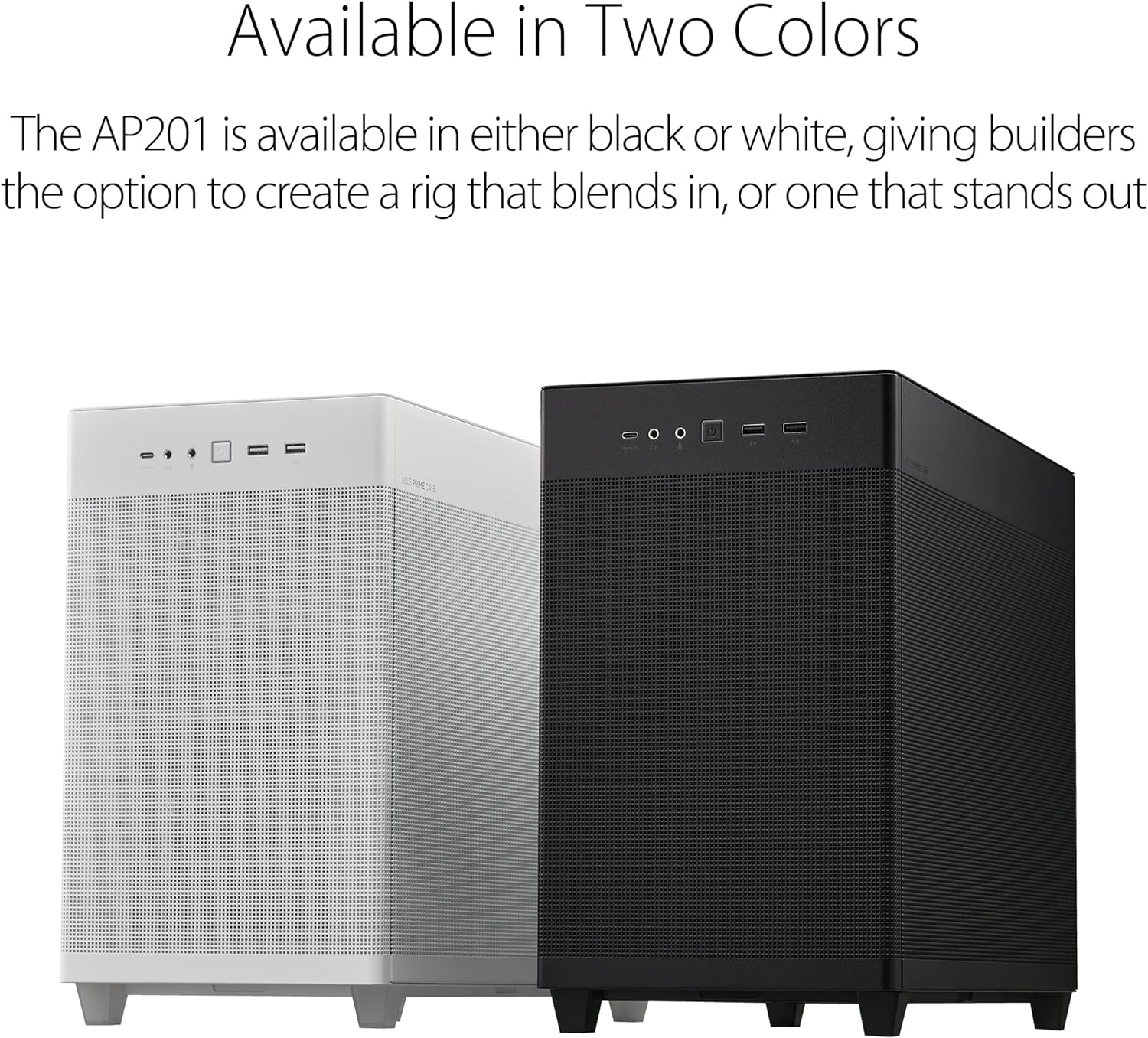 ASUS Prime AP201 33-Liter MicroATX White case with Tool-Free Side Panels and a Quasi-Filter mesh, with Support for 360 mm Coolers, Graphics Cards up to 338 mm Long, and Standard ATX PSUs