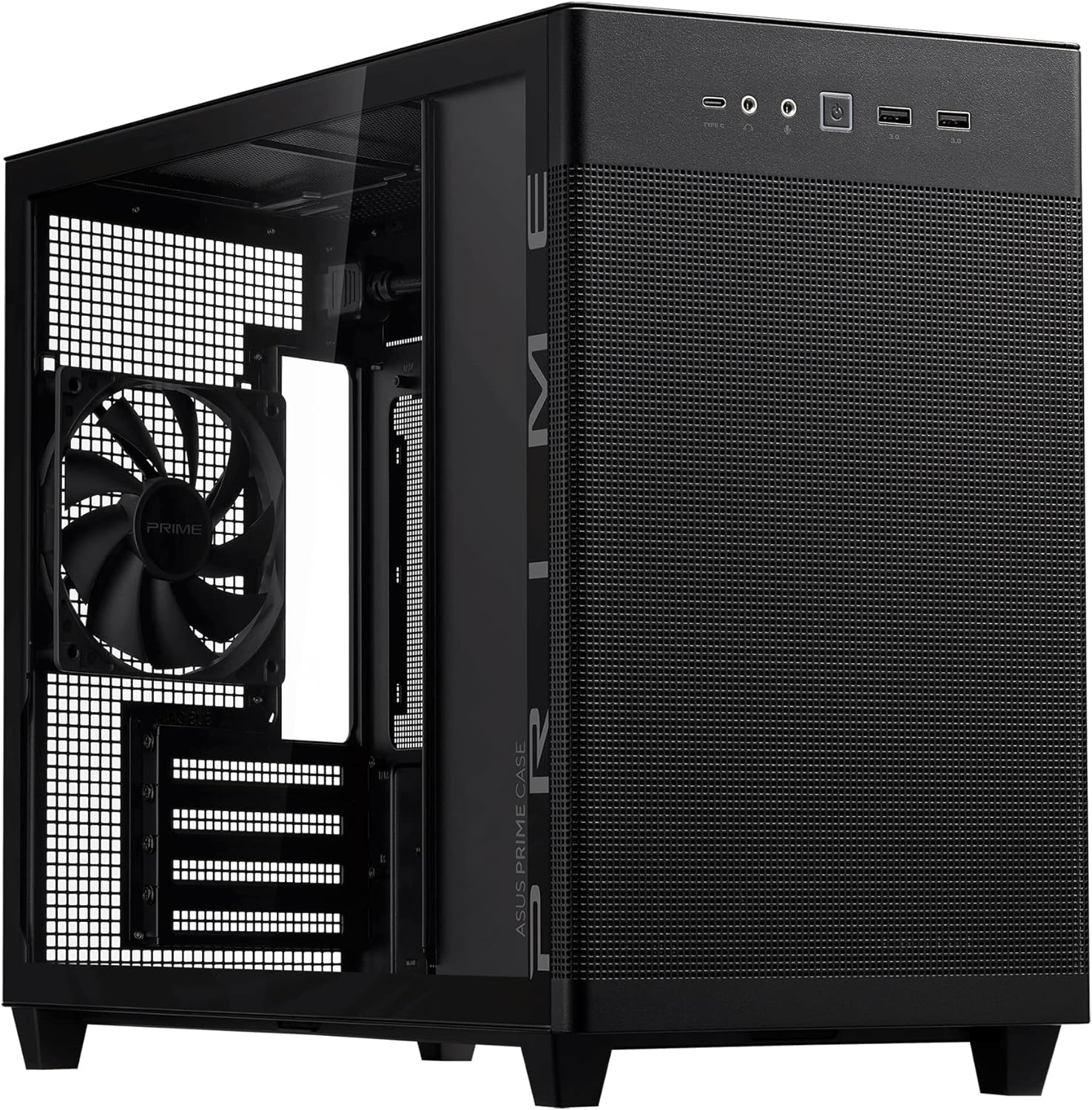 ASUS Prime AP201 Black MicroATX Supports 338mm Graphics Cards, 360mm Coolers, Standard ATX PSUs, Tool-Free Side Panels, Tempered Glass Front Panel, USB Type-C