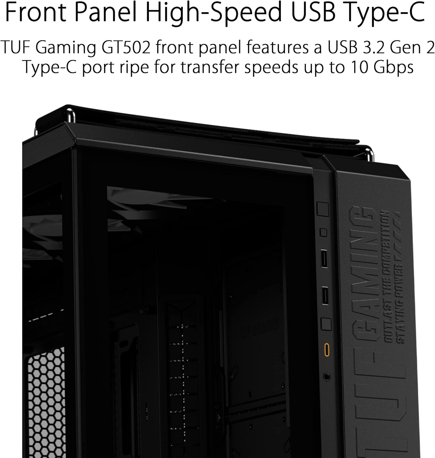 ASUS TUF Gaming GT502 ATX Mid-Tower Computer Case with Front Panel RGB Button, USB 3.2 Type-C and 2X USB 3.0 Ports