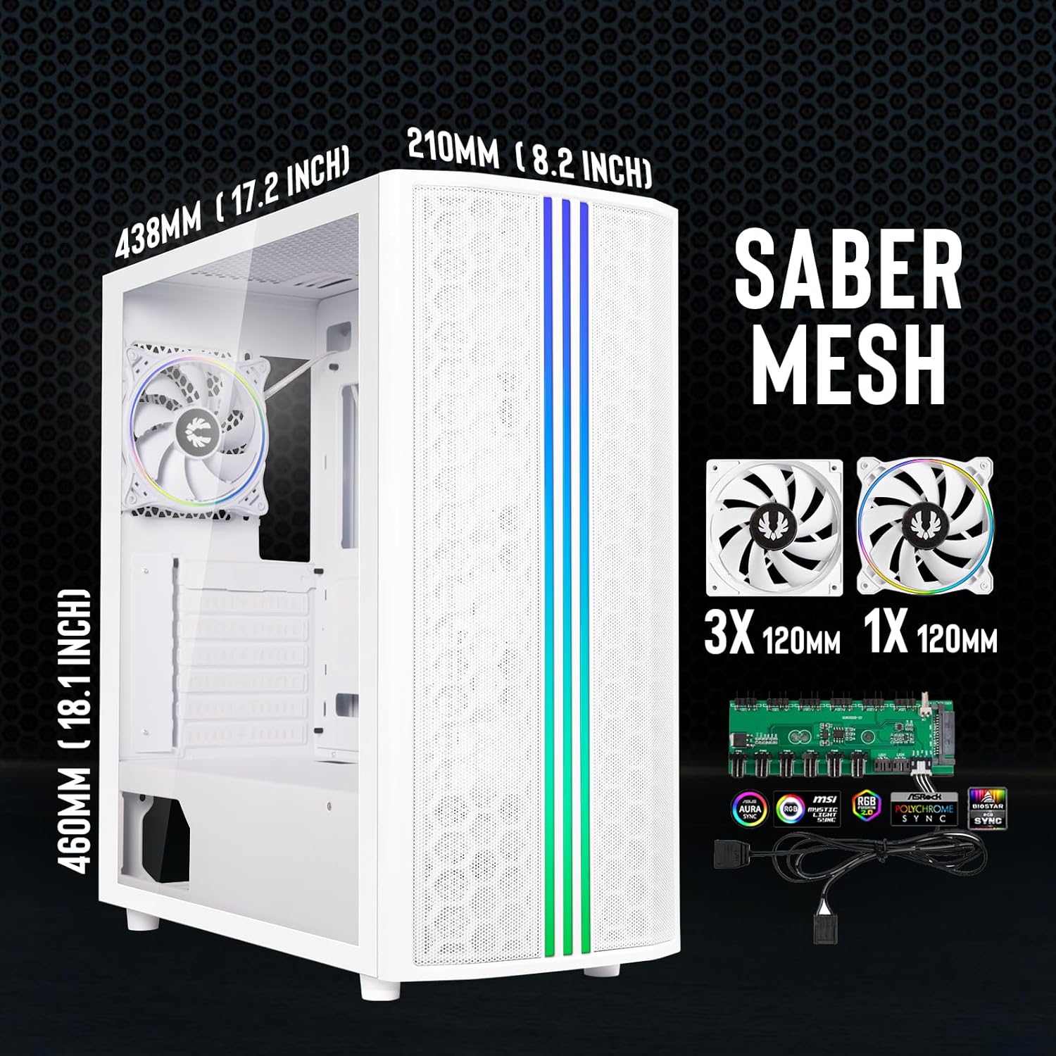 BitFenix Nova Mesh SE TG ARGB Edition High Airflow PC Gaming Case, Black/Black Mesh ATX 4xARGB Fans Pre-Installed 6+6 Controller (LED/PWM System) Temper Glass Aura SYNC/Mystic Light/RGB Fusion 2.0