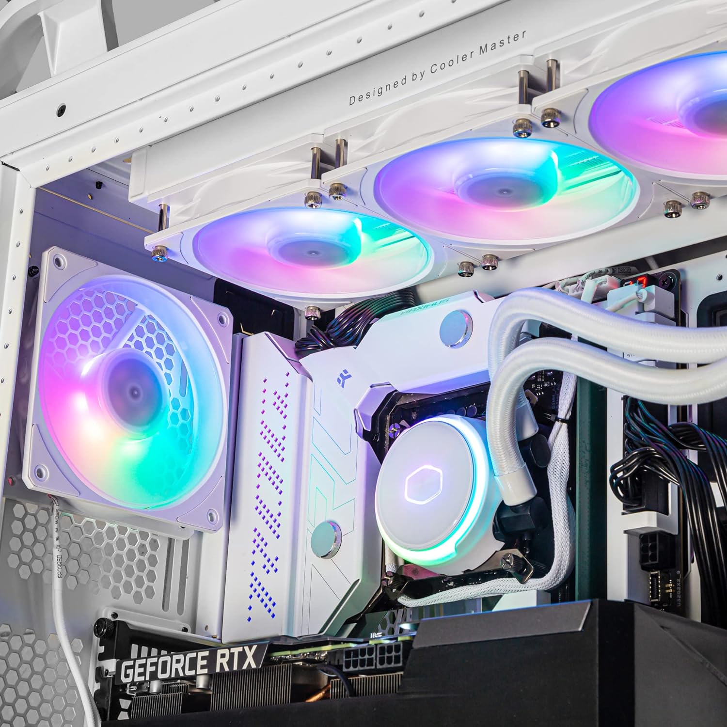 Cooler Master Mobius 120P ARGB Radiator Fan White Edition - Ring Blade Design (PWM), Loop Dynamic Bearing System (max. 75.2 CFM, 3.63 mmH2O, 30 dBA), Chamfered Air-Focus Frame - Addressable Gen 2 RGB