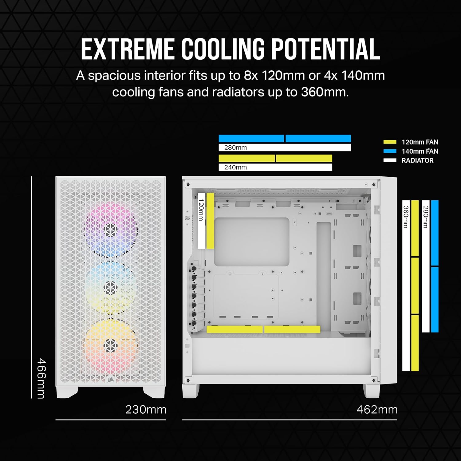 CORSAIR 4000D AIRFLOW Tempered Glass Mid-Tower ATX Case - High-Airflow - Cable Management System - Spacious Interior - Two Included 120 mm Fans - Black