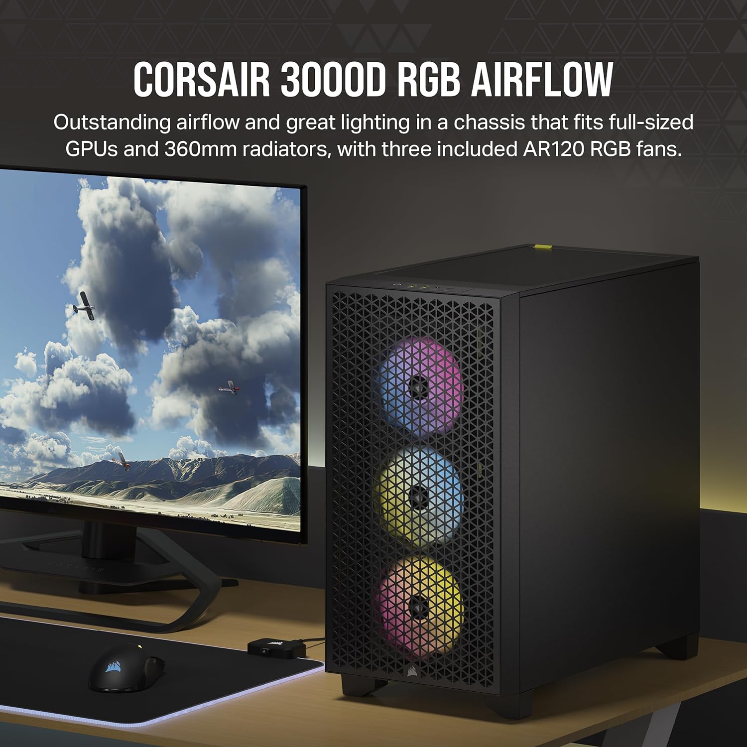 Corsair 4000D Airflow Tempered Glass Mid-Tower ATX PC Case - White