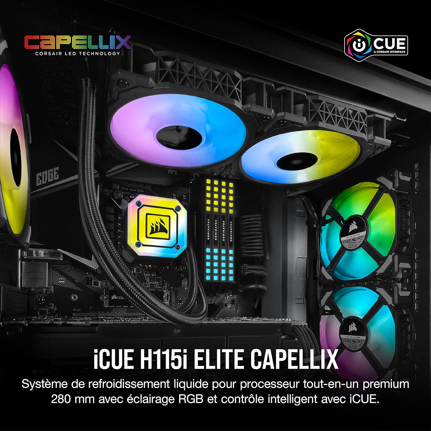 Corsair iCUE H100i Elite CAPELLIX XT Liquid CPU Cooler - Two AF120 RGB Elite Fans - 240mm Radiator - Intel® LGA 1700, 1200, 115X, 2066, AMD® AM5, AM4 - Included iCUE Commander CORE - White