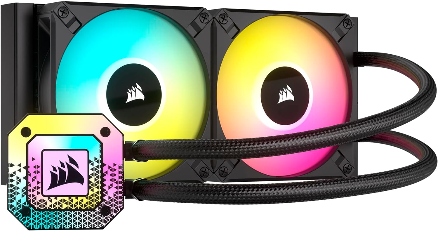 Corsair iCUE H100i Elite CAPELLIX XT Liquid CPU Cooler - Two AF120 RGB Elite Fans - 240mm Radiator - Intel® LGA 1700, 1200, 115X, 2066, AMD® AM5, AM4 - Included iCUE Commander CORE - Black