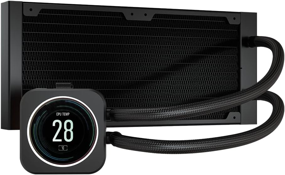 Corsair iCUE H150i Elite LCD XT Liquid CPU Cooler - IPS LCD Screen - Three AF120 RGB Elite Fans - 360mm Radiator - Fits Intel® LGA 1700, AMD® AM5, and More - Included iCUE Commander CORE - White