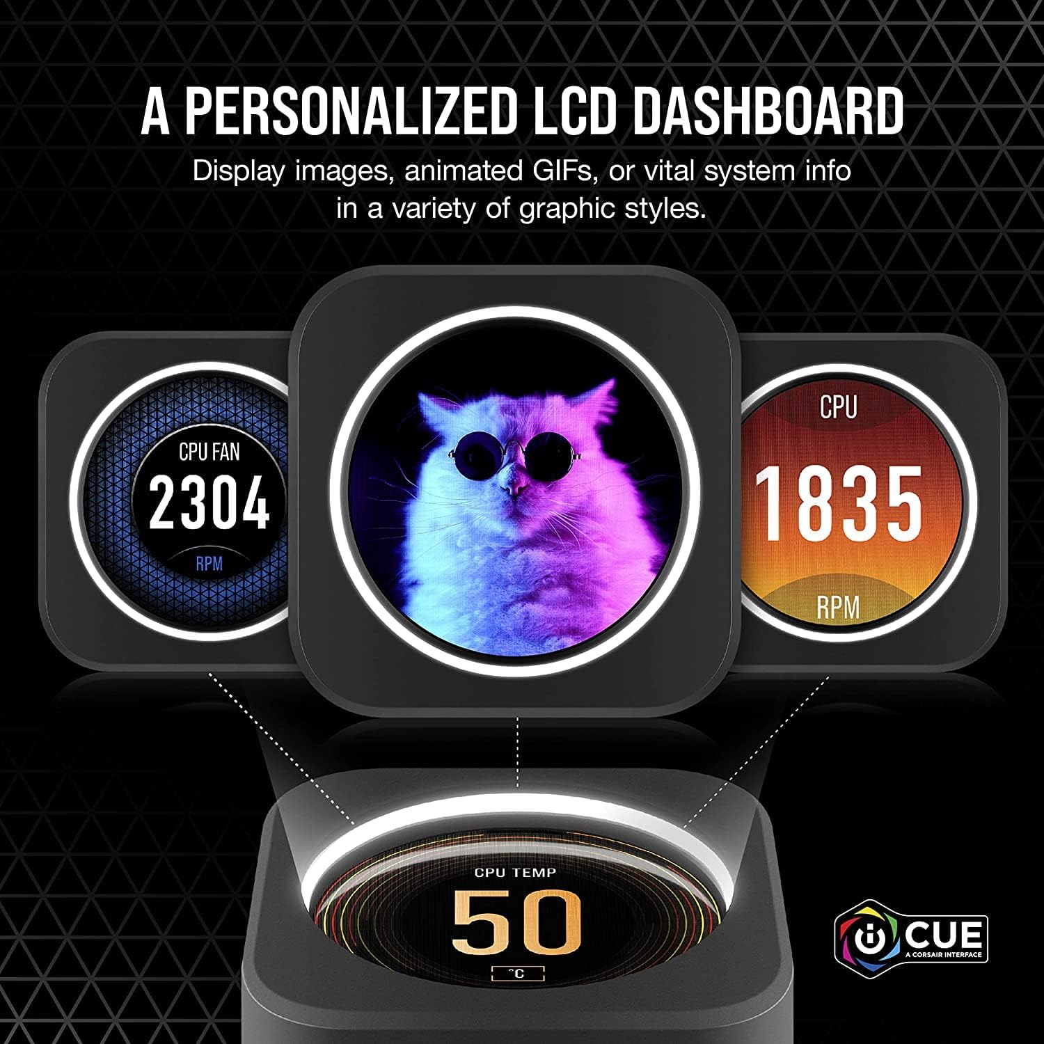 Corsair iCUE H150i Elite LCD XT Liquid CPU Cooler - IPS LCD Screen - Three AF120 RGB Elite Fans - 360mm Radiator - Fits Intel® LGA 1700, AMD® AM5, and More - Included iCUE Commander CORE - Black