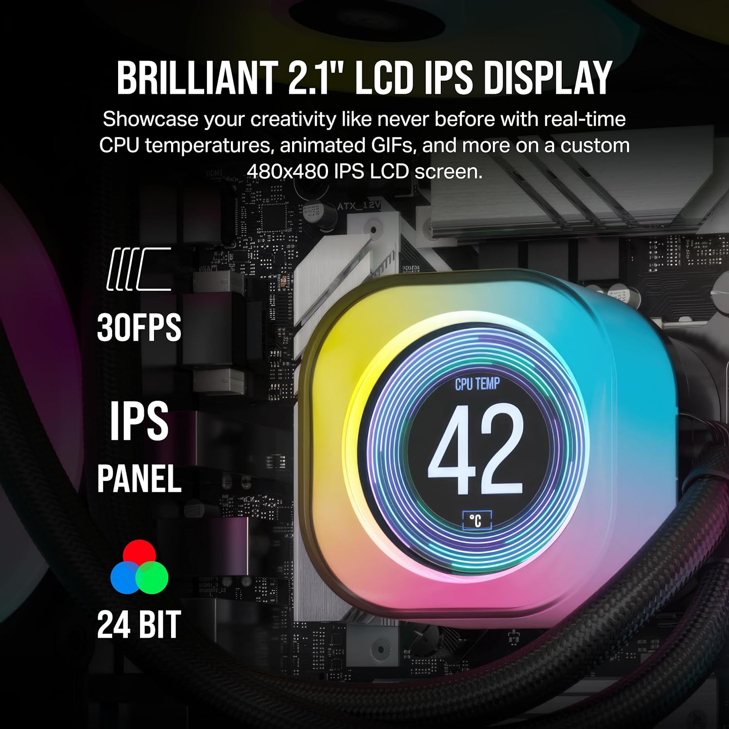 CORSAIR iCUE Link H170i LCD Liquid CPU Cooler - 420mm AIO - QX140 RGB Fans - 2.1” IPS LCD Screen - Fits Intel LGA 1700, AMD AM5 - iCUE Link System Hub Included - Black