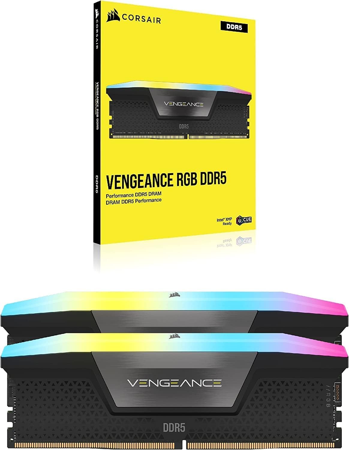 CORSAIR VENGEANCE RGB DDR5 RAM 32GB (2x16GB) 6000MHz CL36 Intel XMP iCUE Compatible Computer Memory - Black (CMH32GX5M2E6000C36)