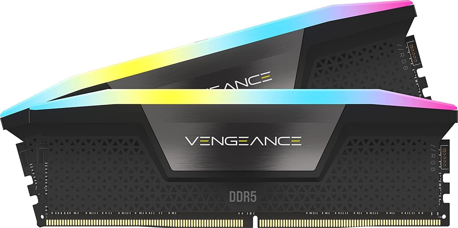 CORSAIR VENGEANCE RGB DDR5 RAM 64GB (2x32GB) 6000MHz CL30 Intel XMP iCUE Compatible Computer Memory - Black (CMH64GX5M2B6000C30)