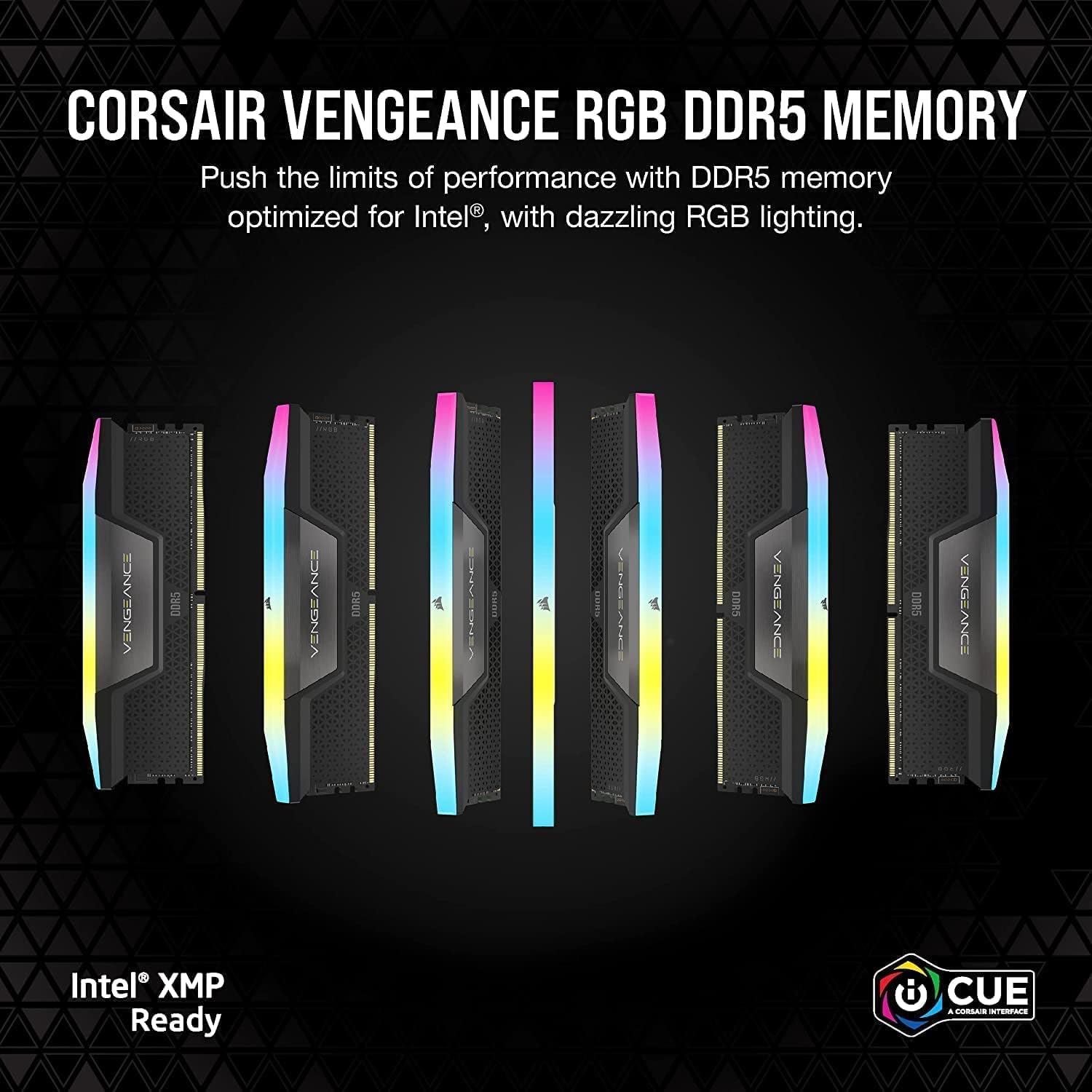 CORSAIR VENGEANCE RGB DDR5 RAM 64GB (2x32GB) 6400MHz CL32 Intel XMP iCUE Compatible Computer Memory - Black (CMH64GX5M2B6400C32)