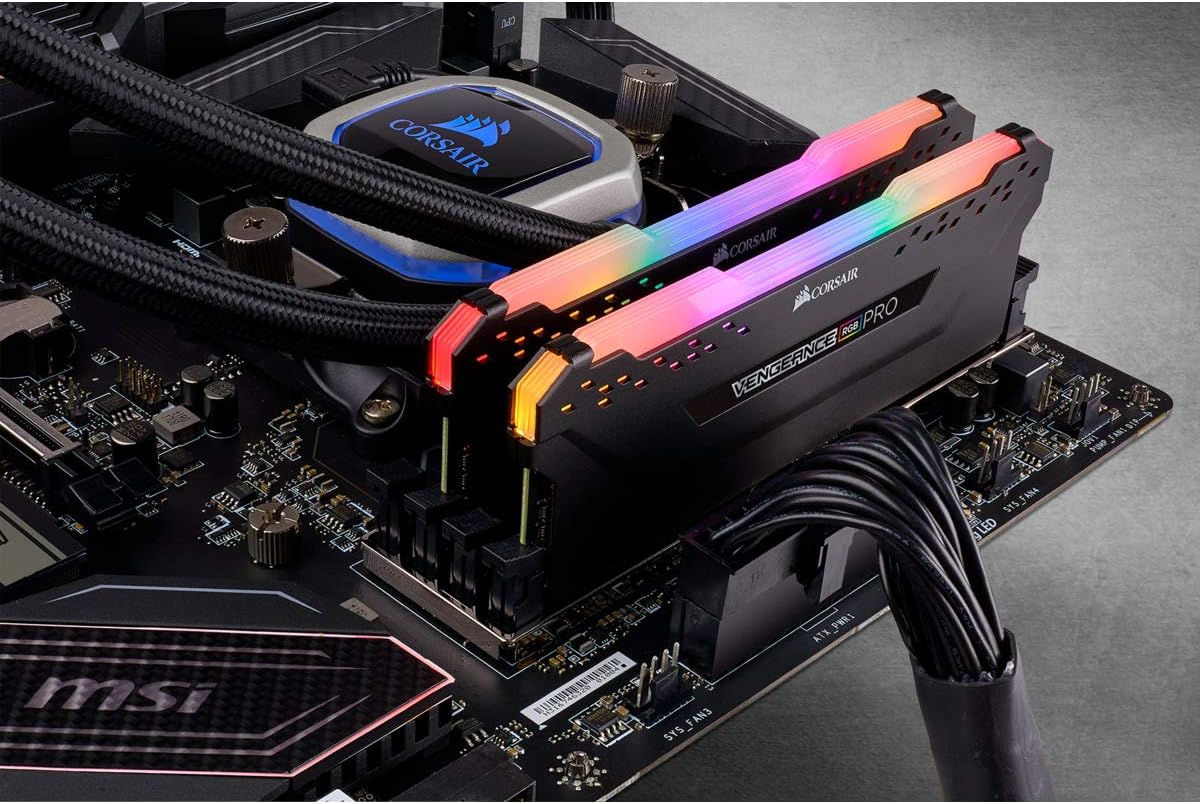 Corsair VENGEANCE RGB PRO DDR4 32GB (2x16GB) 3200MHz CL16 Intel XMP 2.0 iCUE Compatible Computer Memory - Black (CMW32GX4M2E3200C16)