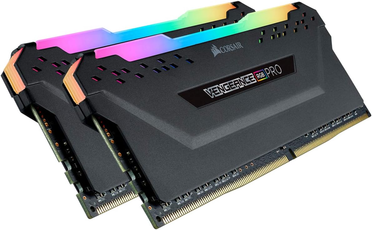 Corsair VENGEANCE RGB PRO DDR4 32GB (2x16GB) 3200MHz CL16 Intel XMP 2.0 iCUE Compatible Computer Memory - Black (CMW32GX4M2E3200C16)
