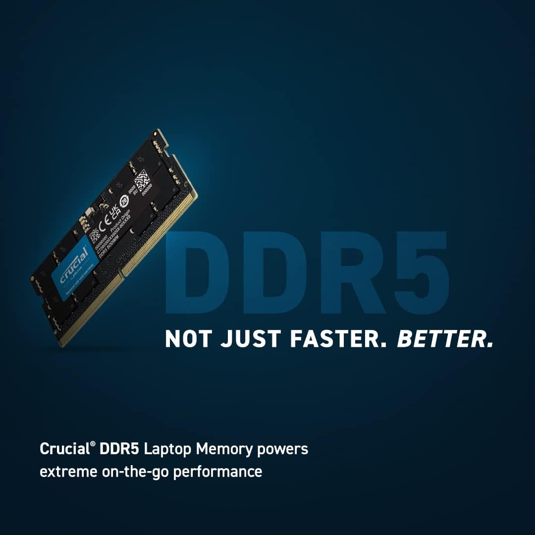 Crucial RAM 64GB Kit (2x32GB) DDR5 5600MT/s (or 5200MT/s or 4800MT/s) Laptop Memory CT2K32G56C46S5