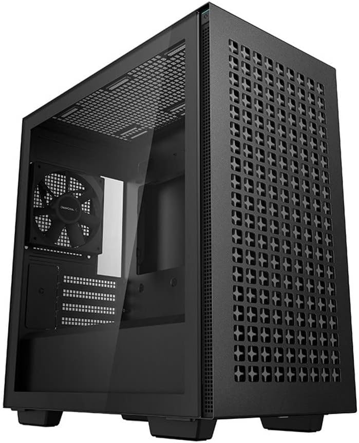 DeepCool CH370 Micro ATX Gaming Computer Case, 120mm Rear Fan Pre-Installed, Ventilated Airflow Design, Built-in Headphone Stand, Black