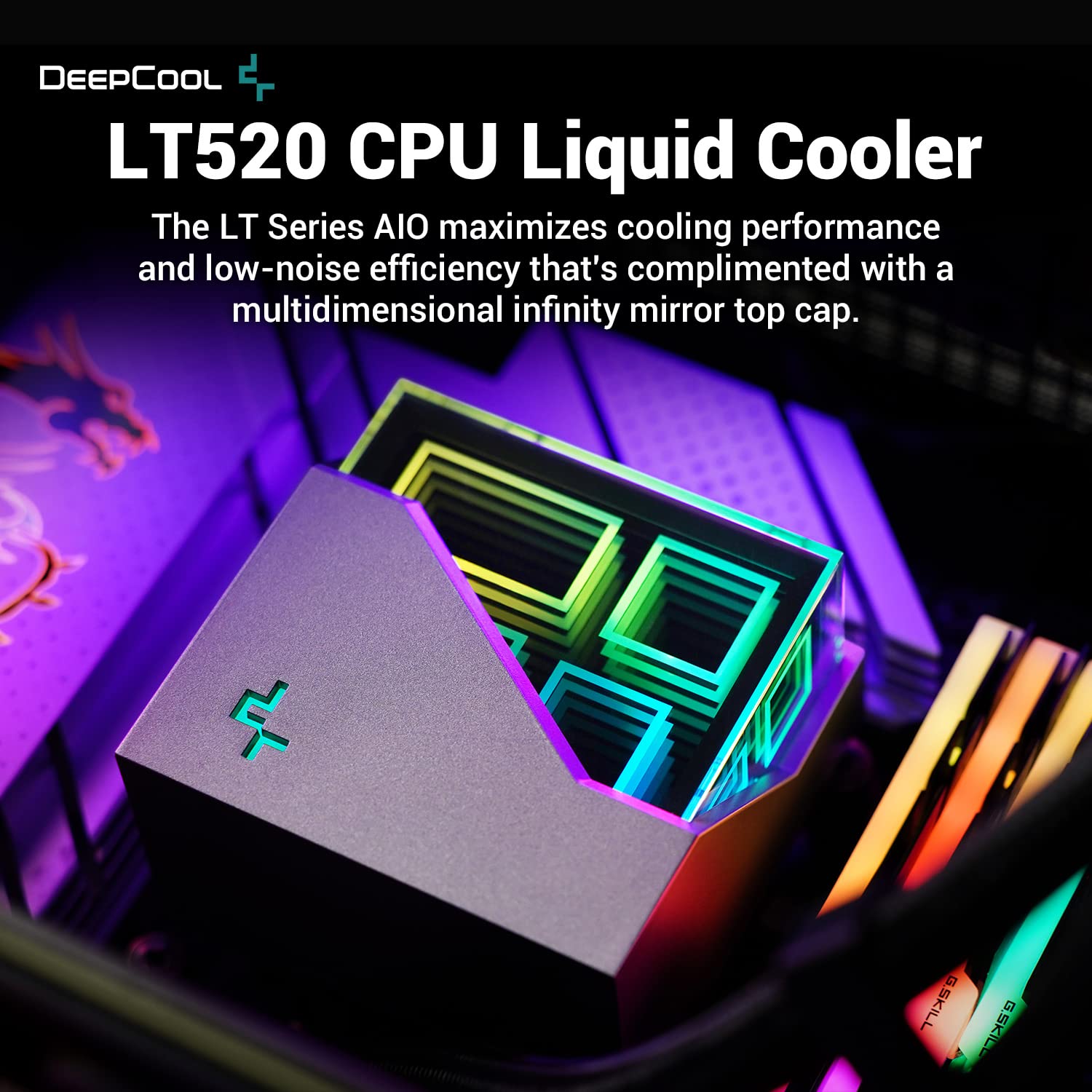 DeepCool Liquid Cooler LT520 WH 240mm 4th Gen Dual-Chamber Pump 3100RPM Multidimensional Infinity Mirror ARGB Block 280w TDP AIO Cooler Anti-Leak Tech CPU Water Cooler for AMD AM4/AM5 LGA 1700/1200