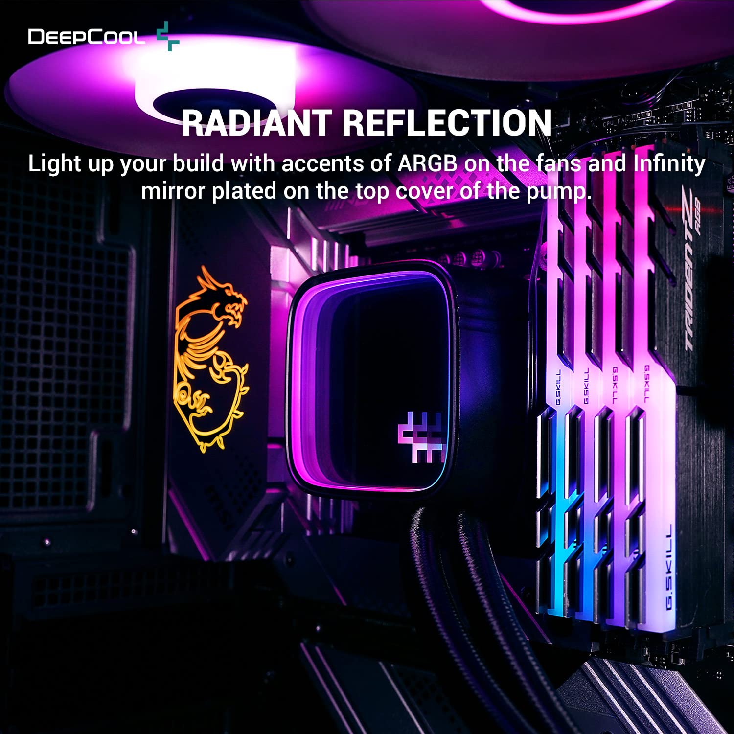 DeepCool LS520 SE Liquid Cooler 240mm 4th Gen Dual-Chamber Pump 3100RPM 280w TDP AIO Cooler Anti-Leak Tech 5v-3pin ARGB Fans CPU Water Cooler Infinity Mirror Block for AMD AM4/AM5 LGA 1700/1200