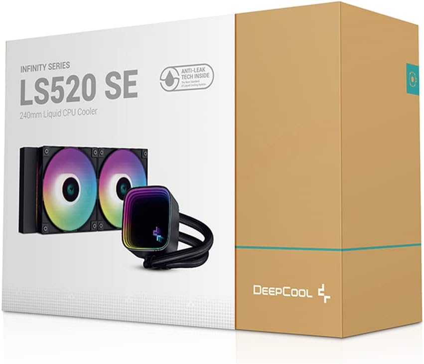 DeepCool LS520 SE Liquid Cooler 240mm 4th Gen Dual-Chamber Pump 3100RPM 280w TDP AIO Cooler Anti-Leak Tech with ARGB Fans CPU Water Cooler Narrow Frame Infinity Mirror Block for AMD AM4,Black