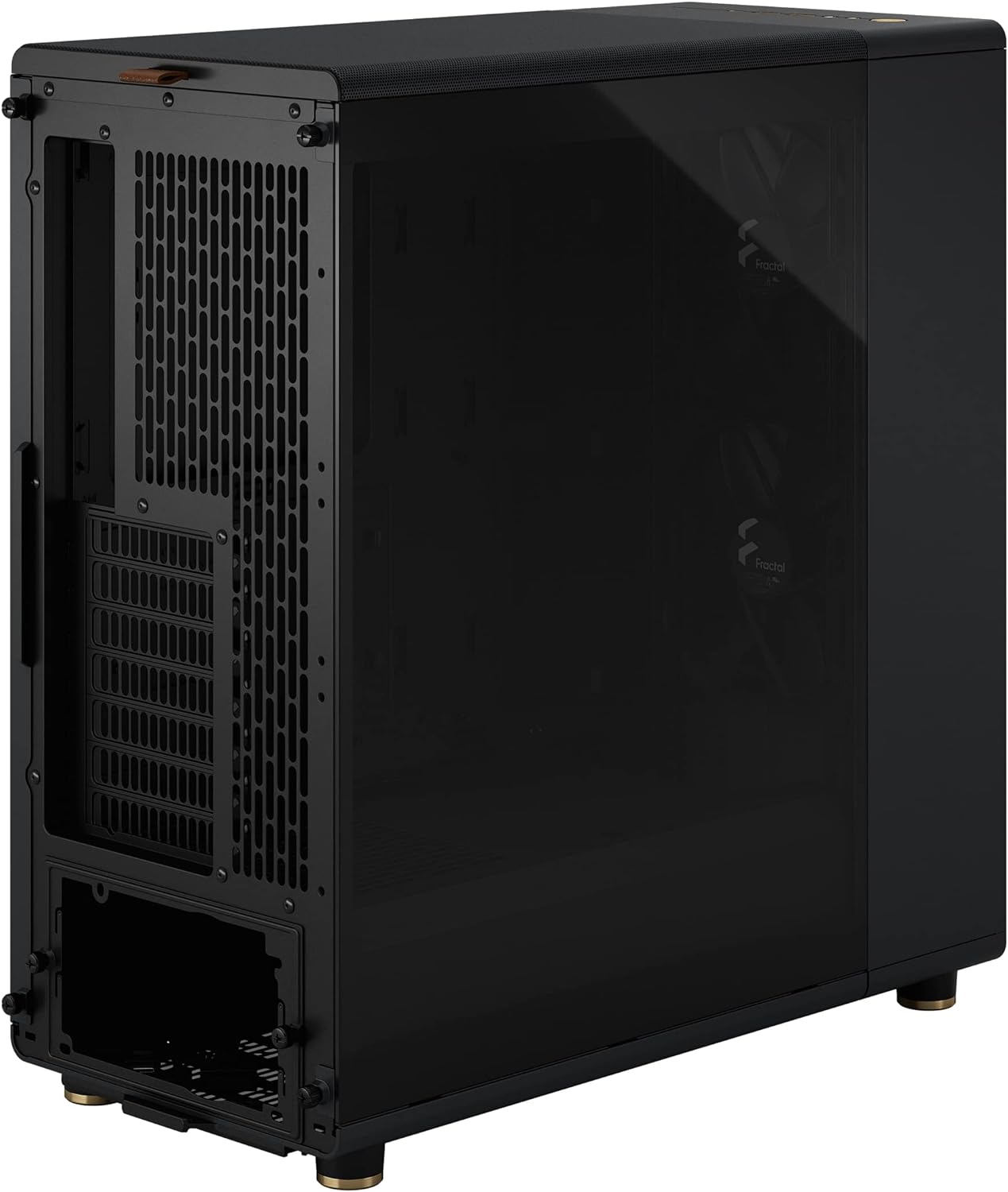 Fractal Design North Charcoal Black Tempered Glass Dark - Genuine Walnut Wood Front - Glass Side Panel - Two 140mm Aspect PWM Fans Included - Type C USB - ATX Airflow Mid Tower PC Gaming Case