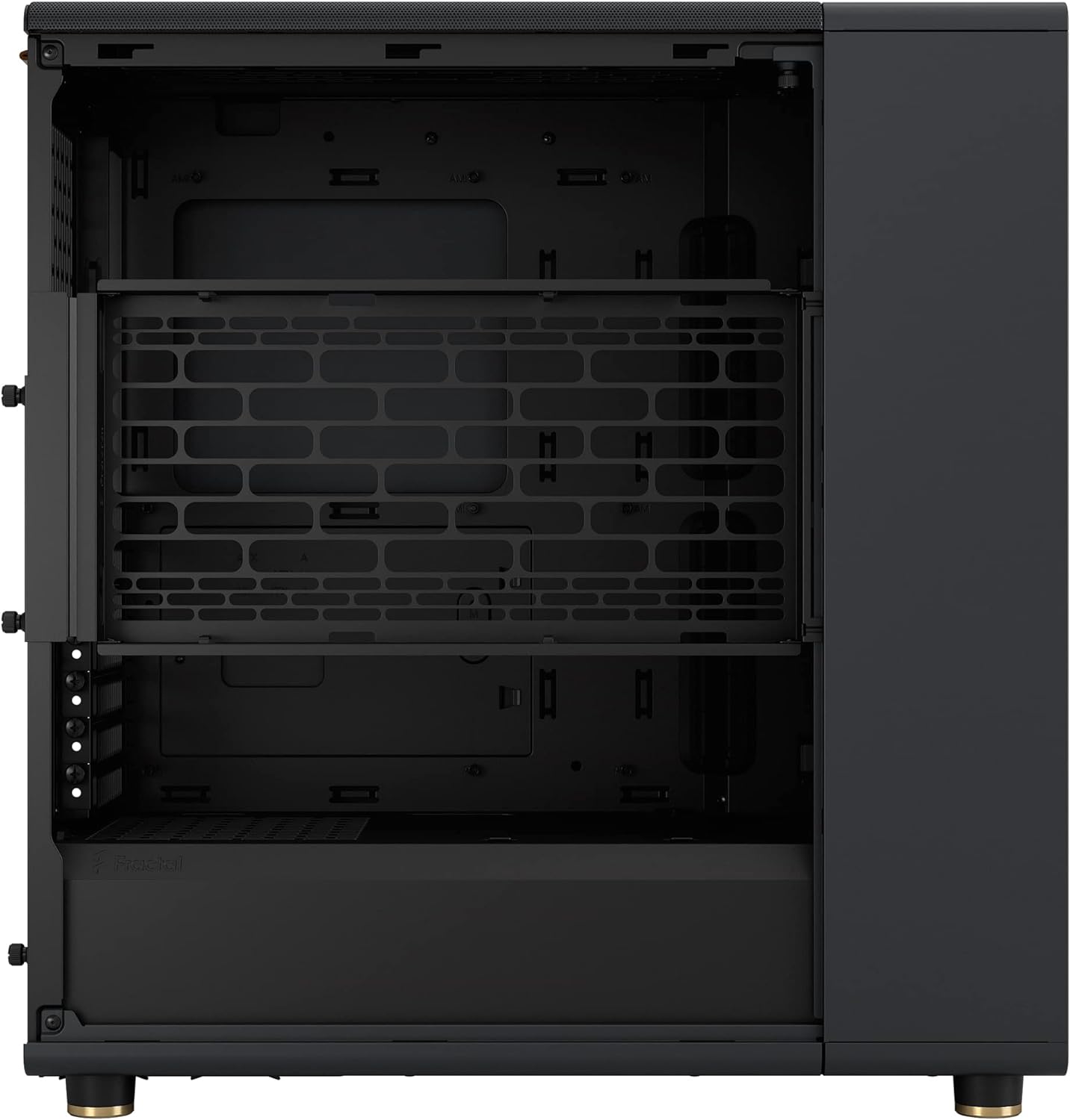 Fractal Design North Charcoal Black Tempered Glass Dark - Genuine Walnut Wood Front - Glass Side Panel - Two 140mm Aspect PWM Fans Included - Type C USB - ATX Airflow Mid Tower PC Gaming Case