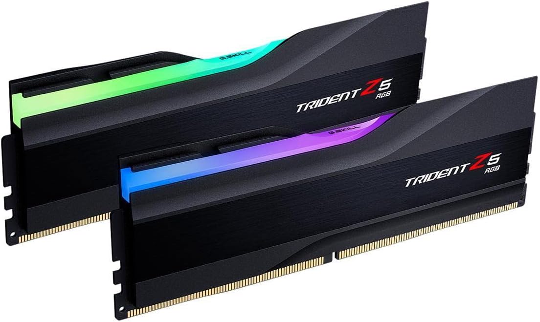 G.SKILL Trident Z5 RGB Series (Intel XMP 3.0) DDR5 RAM 32GB (2x16GB) 6400MT/s CL32-39-39-102 1.40V Desktop Computer Memory UDIMM - Matte Black (F5-6400J3239G16GA2-TZ5RK)