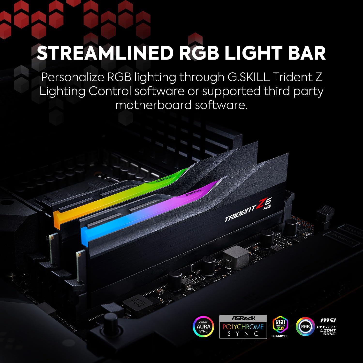G.SKILL Trident Z5 RGB Series (Intel XMP 3.0) DDR5 RAM 64GB (2x32GB) 6400MT/s CL32-39-39-102 1.40V Desktop Computer Memory UDIMM - Matte Black (F5-6400J3239G32GX2-TZ5RK)