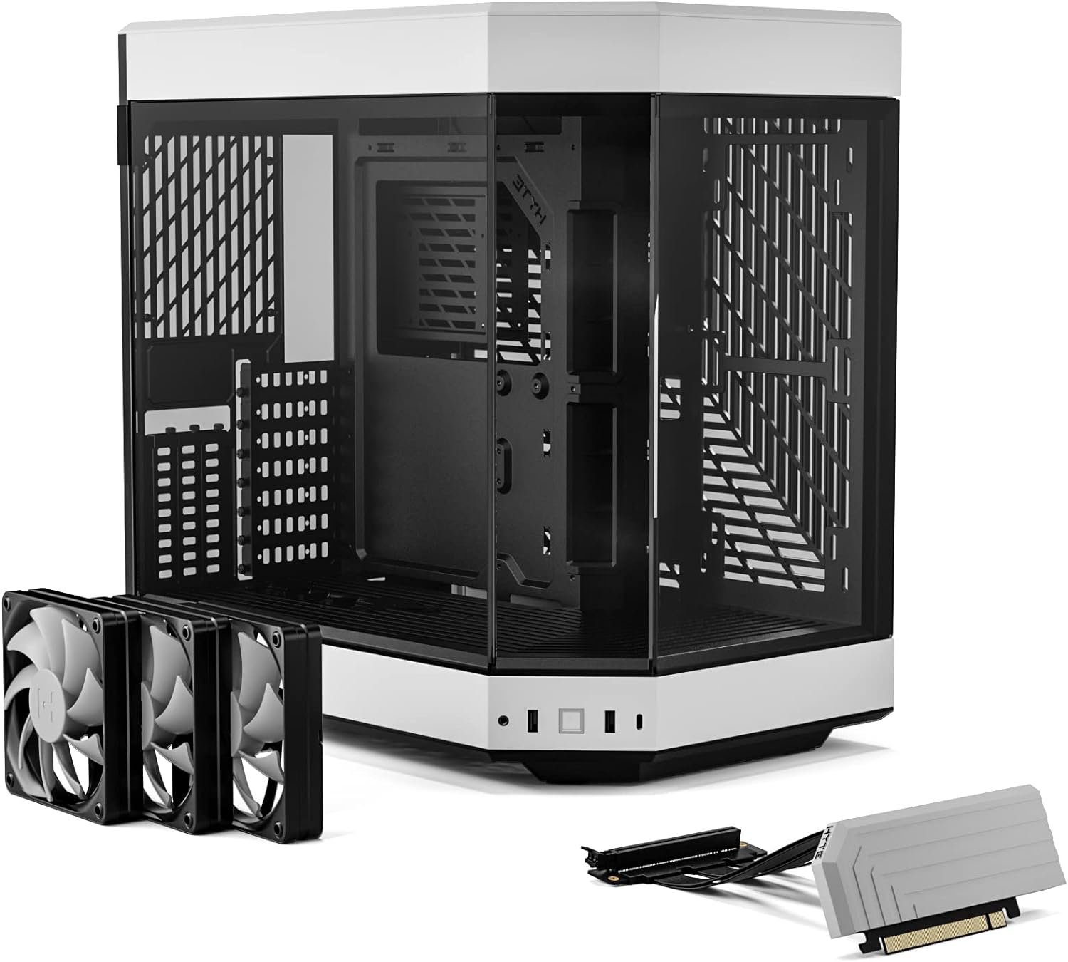 HYTE Y60 Modern Aesthetic Dual Chamber Panoramic Tempered Glass Mid-Tower ATX Computer Gaming Case with PCIE 4.0 Riser Cable Included, White (CS-HYTE-Y60-BW)