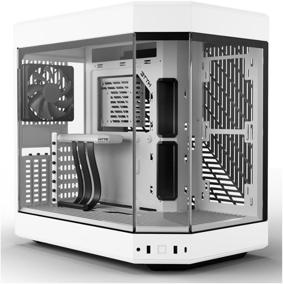 HYTE Y60 Modern Aesthetic Dual Chamber Panoramic Tempered Glass Mid-Tower ATX Computer Gaming Case with PCIE 4.0 Riser Cable Included, Snow White (CS-HYTE-Y60-WW)