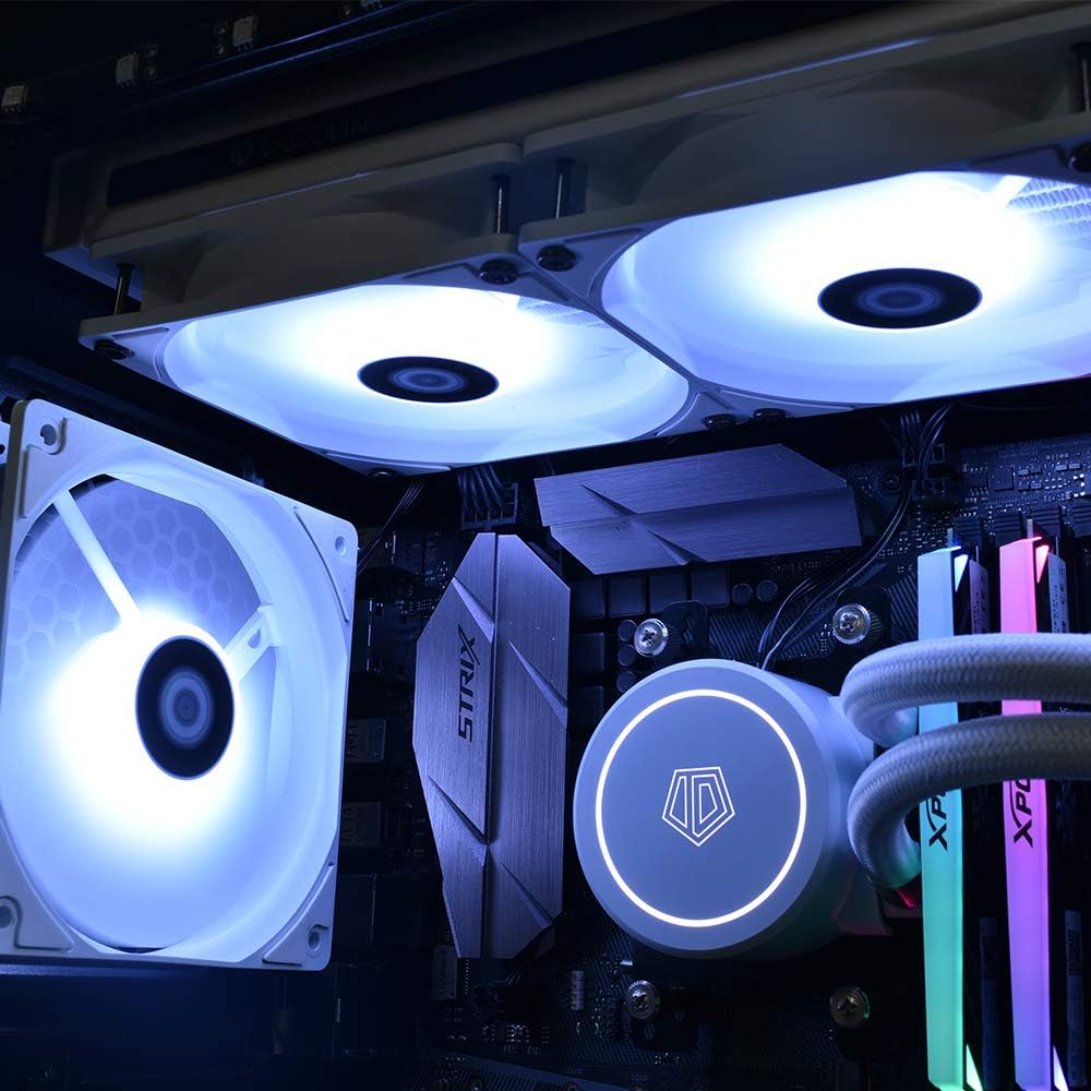 ID-COOLING AURAFLOW X 240 Snow CPU Water Cooler 12V RGB AIO Cooler 240mm CPU Liquid Cooler 2X120mm RGB Fan, Intel 1700/1200/115X/2066, AMD AM4/AM5