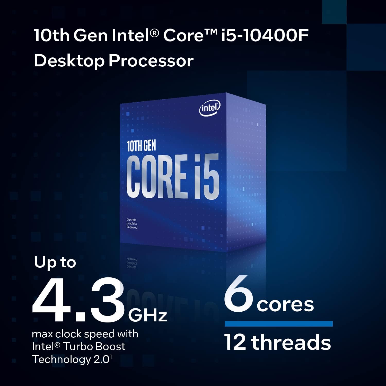 Intel Core i5-10400F Desktop Processor 6 Cores up to 4.3 GHz Without Processor Graphics LGA1200 (Intel 400 Series chipset) 65W, Model Number: BX8070110400F