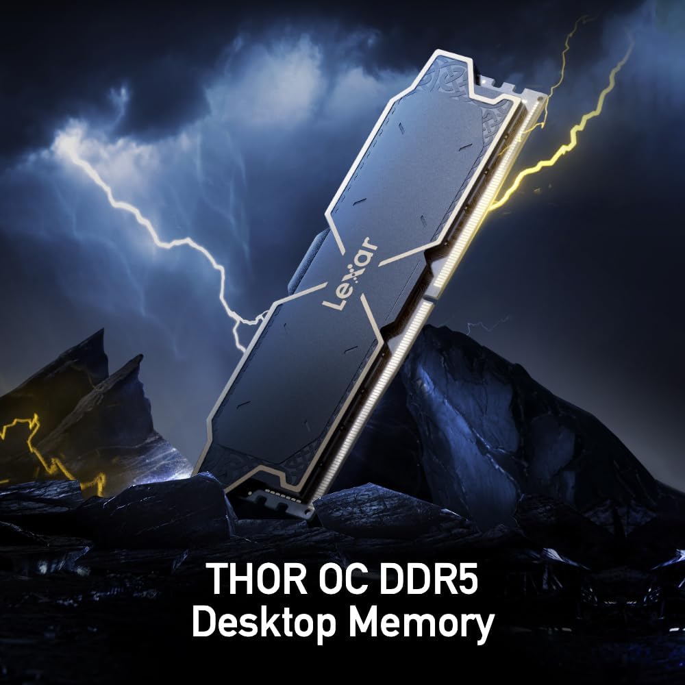 Lexar THOR 16GB (2x8GB) DDR4 RAM 3200MT/s CL16 Desktop Memory with Heatsink, Intel XMP 2.0 (Black) LD4U08G32C16LG-RUD