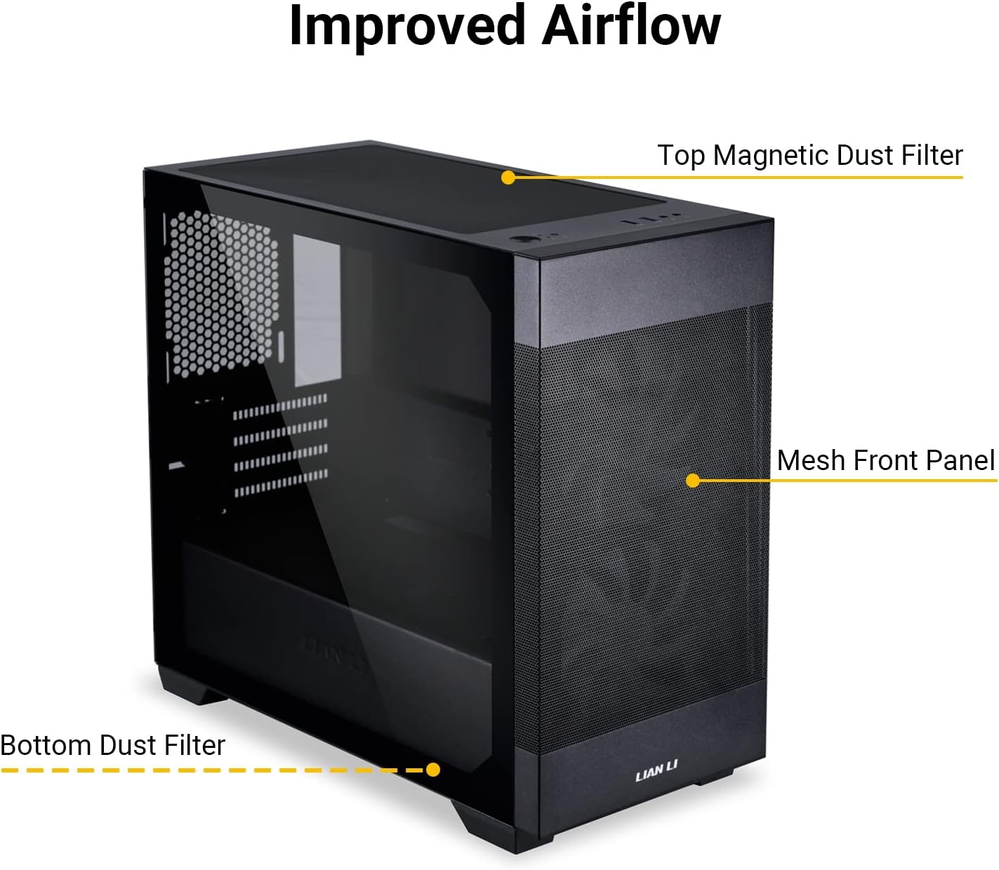 LIAN LI High Airflow ATX PC Case, RGB Gaming Computer Case, Mesh Front Panel Mid-Tower Chassis w/ 3 ARGB PWM Fans Pre-Installed, USB Type-C Port, Tempered Glass Side Panel (LANCOOL 205 MESH C, Black)
