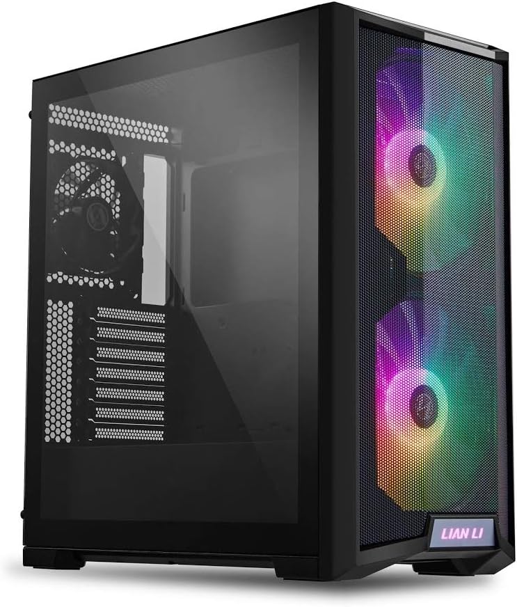LIAN LI LANCOOL 215 E-ATX PC Case, RGB Gaming Computer Case Features High Airflow with 2x200mm ARGB Fans  1x120mm Fan Pre-Installed and Mesh Front Panel, Tempered Glass Mid-Tower Chassis (Black)