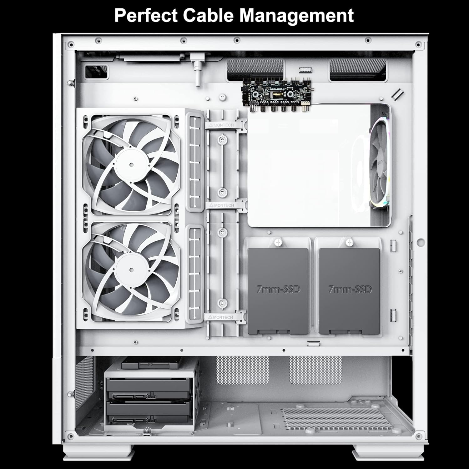 MONTECH Sky Two, Dual Tempered Glass, 4X PWM ARGB Fans Pre-Installed, ATX Gaming Mid Tower Computer Case, Type C, High Airflow Performance- Black