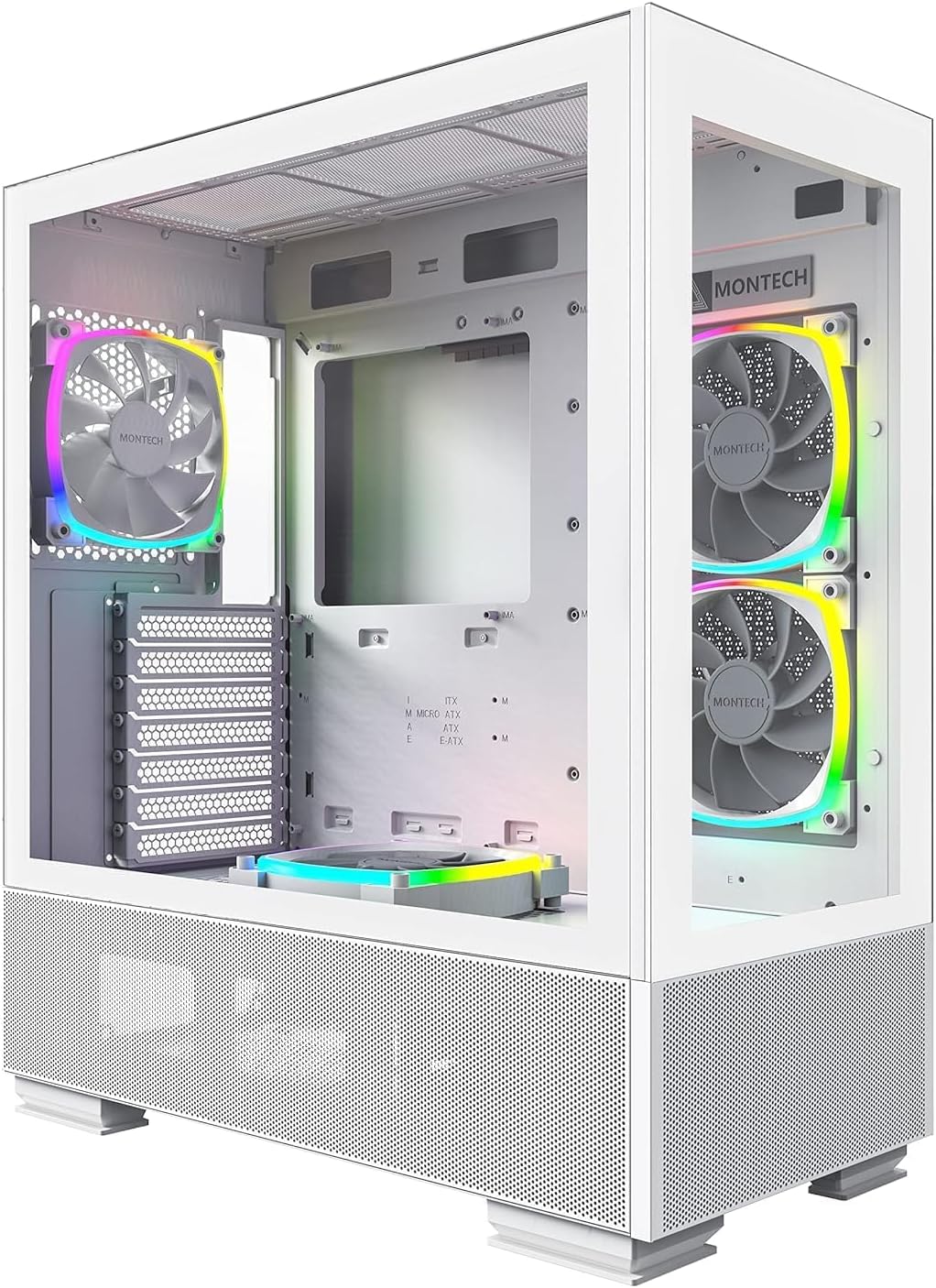 MONTECH Sky Two, Dual Tempered Glass, 4X PWM ARGB Fans Pre-Installed, ATX Gaming Mid Tower Computer Case, Type C, High Airflow Performance- Black