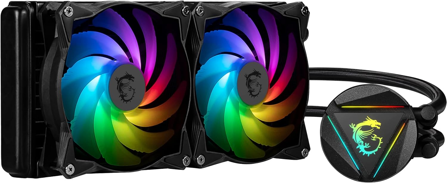 MSI MAG CoreLiquid 240R V2 - AIO ARGB CPU Liquid Cooler - Rotating Cap Design - LGA 1700 Ready - 240mm Radiator - Dual 120mm ARGB PWM Fans