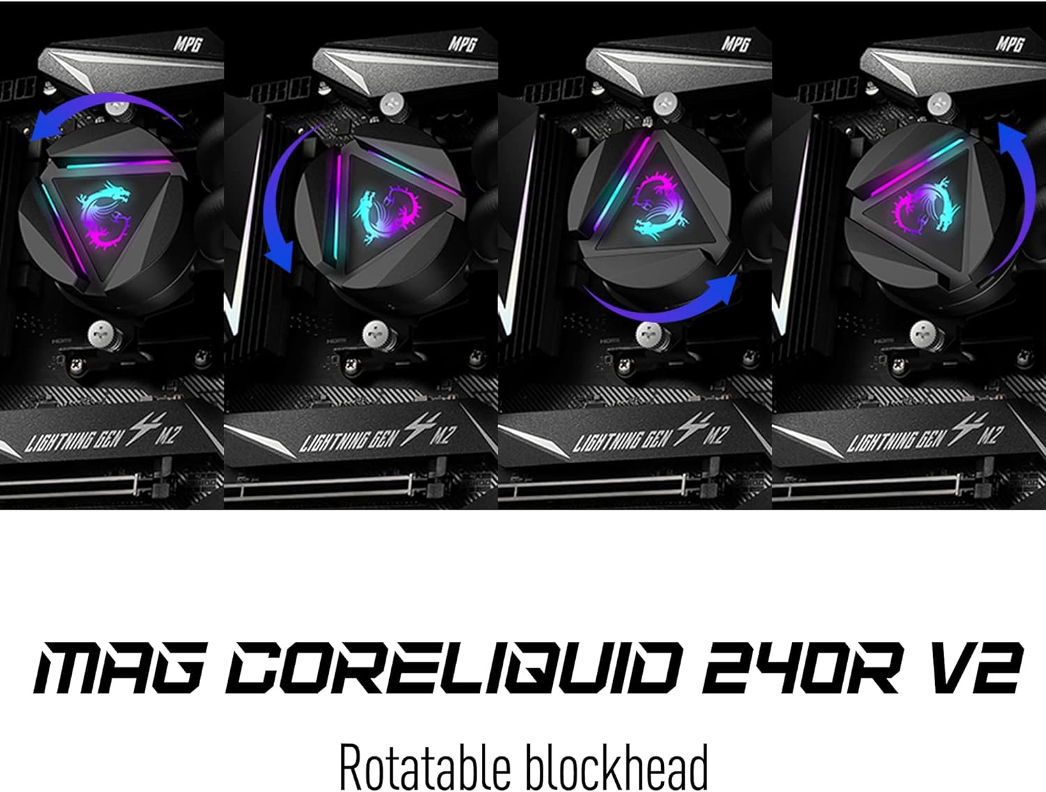 MSI MAG CoreLiquid 240R V2 - AIO ARGB CPU Liquid Cooler - Rotating Cap Design - LGA 1700 Ready - 240mm Radiator - Dual 120mm ARGB PWM Fans
