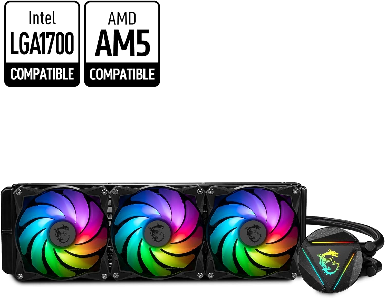 MSI MAG CoreLiquid 360R V2 - AIO ARGB CPU Liquid Cooler - Rotating Cap Design - LGA 1700 Ready - 360mm Radiator - Triple 120mm RGB PWM Fans
