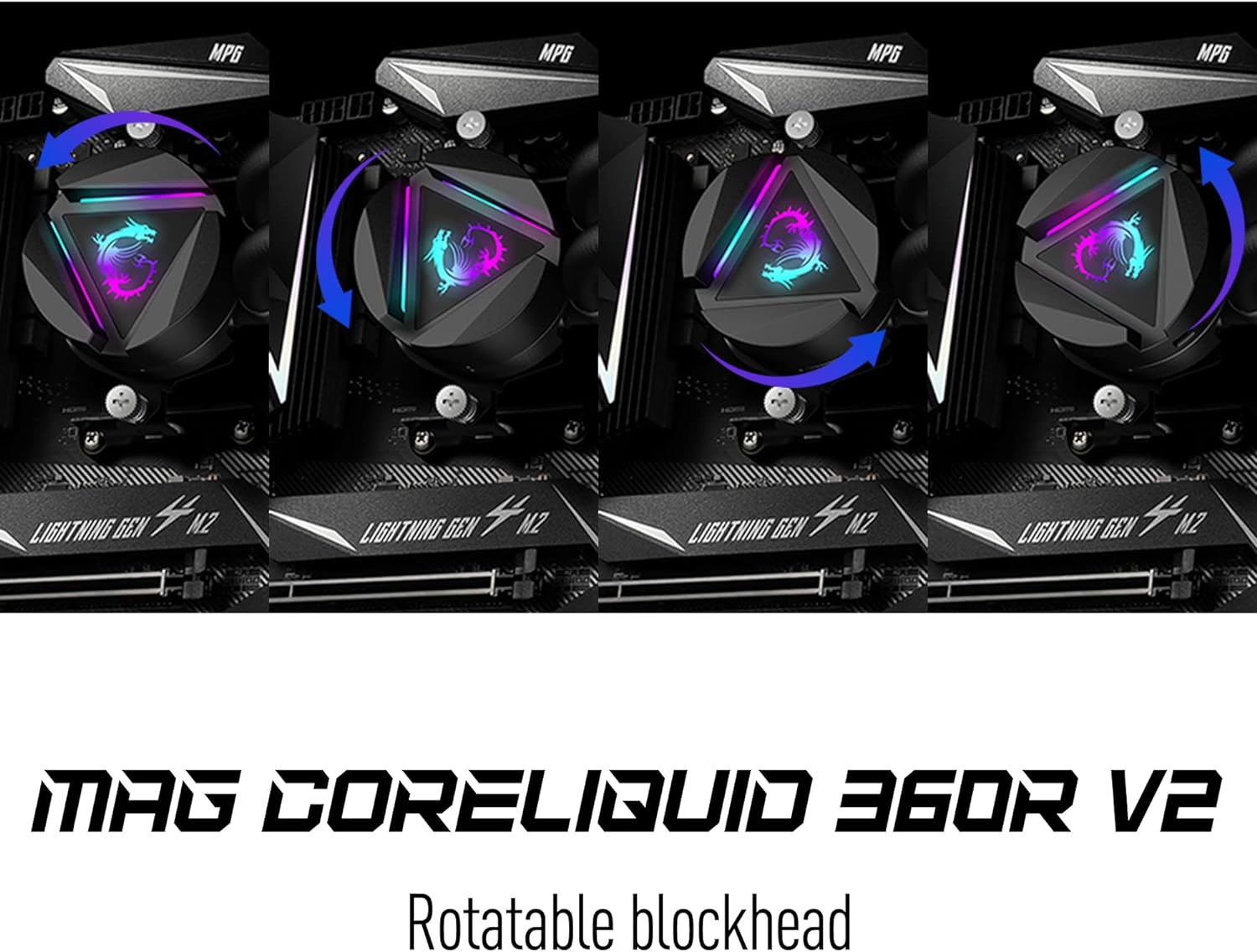 MSI MAG CoreLiquid 360R V2 - AIO ARGB CPU Liquid Cooler - Rotating Cap Design - LGA 1700 Ready - 360mm Radiator - Triple 120mm RGB PWM Fans